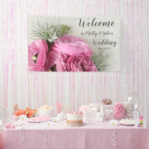 Rosa Ranunculus mit nigella-Blume Banner