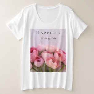 Rosa Ranunkel auf texturiertem Hintergrund Große Größe T-Shirt