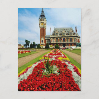 Rosa Rathaus, Calais, Frankreich Blume Postkarte