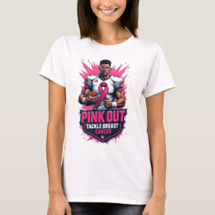 Rosa raus Brustkrebs-Bewusstseins-Football T-Shirt