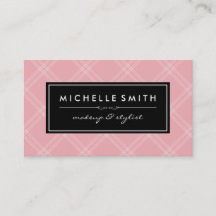 Rosa Raute Schwarzes Etikett drucken Visitenkarte