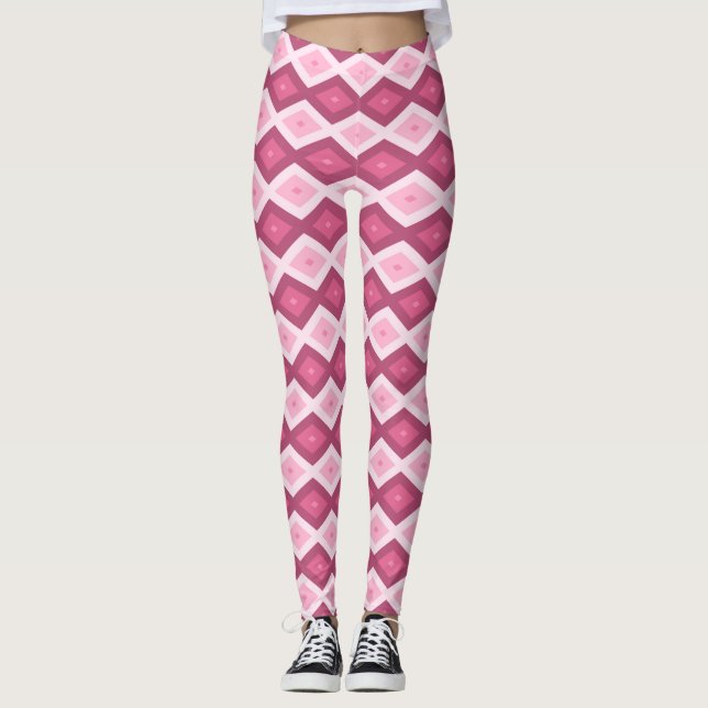 rosa Rautenmuster Leggings (Vorderseite)