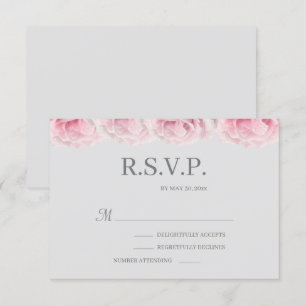 Rosa Real Rose Blume Elegantes Grey Wedding RSVP Einladung