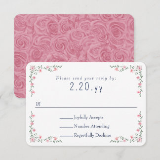 Rosa Reben-Rand-Hochzeits-RSVP-Karte RSVP Karte