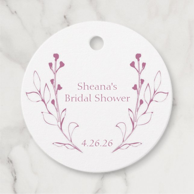 Rosa Reben und Blume Gefälligkeitstriche Geschenkanhänger (Vorderseite)