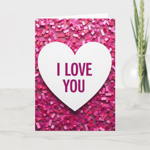 Rosa Rechteck-Konfetti-I-Love-You-Karte Karte
