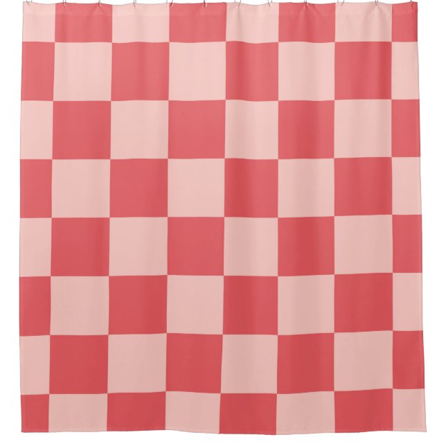 Rosa Red Checkered Gingham Pattern Duschvorhang (Vorderseite)
