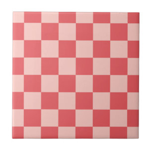 Rosa Red Checkered Gingham Pattern Fliese