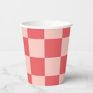 Rosa Red Checkered Gingham Pattern Pappbecher