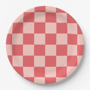 Rosa Red Checkered Gingham Pattern Pappteller