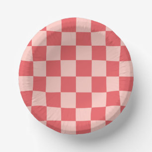 Rosa Red Checkered Gingham Pattern Pappteller