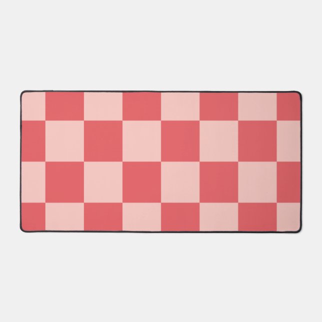 Rosa Red Checkered Gingham Pattern Schreibtischunterlage (Vorderseite)