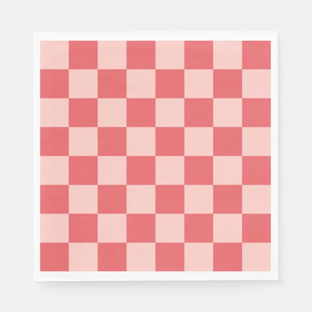 Rosa Red Checkered Gingham Pattern Serviette (Vorderseite)