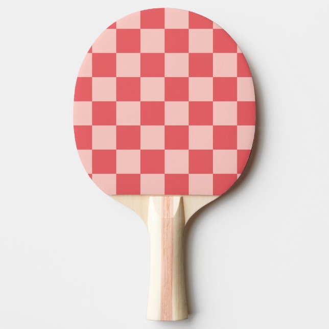 Rosa Red Checkered Gingham Pattern Tischtennis Schläger (Vorderseite)
