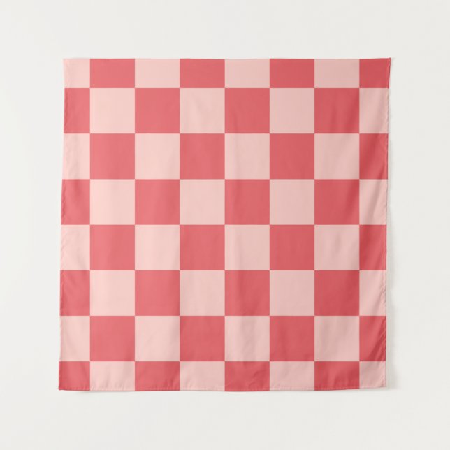 Rosa Red Checkered Gingham Pattern Wandteppich (Vorderseite)