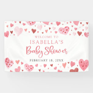 Rosa Red Hearts Valentine Sweetheart Baby Dusche Banner