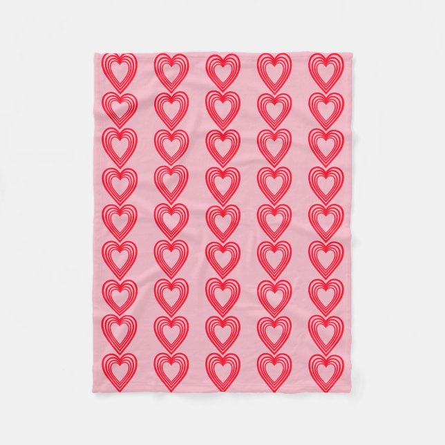 Rosa Red Hearts Valentinstag Hochzeit 4Eve Fleecedecke (Vorderseite)