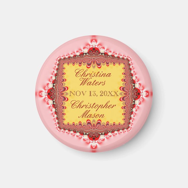 Rosa Red Lace Wedding Date Announcement Magnet (Vorne)