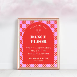 Rosa Red Mid Century Mod Dance Floor Wedding Sign Poster