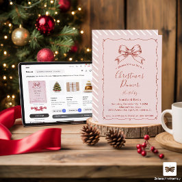 Rosa Red Retro Bow Französisches Weihnachtsessen Feiertagskarte