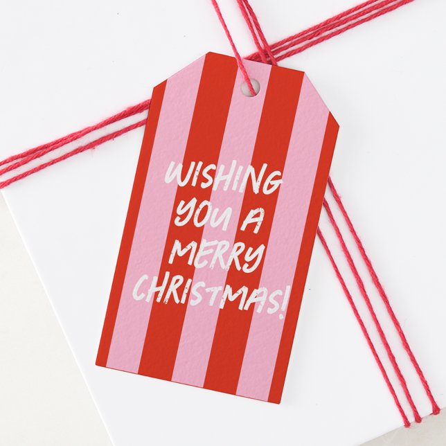 Rosa Red Retro Weihnachtsgeschenk Tag Geschenkanhänger (Von Creator hochgeladen)