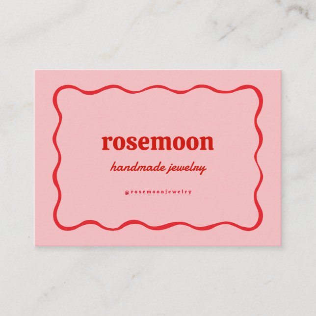 Rosa Red Squiggggle Business Card Visitenkarte (Vorderseite)
