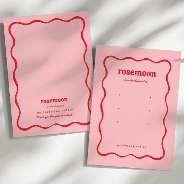Rosa Red Squiggle Modern Earring Display Card (Von Creator hochgeladen)