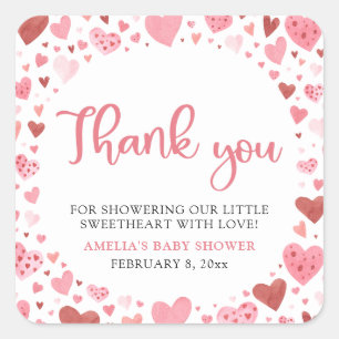 Rosa Red Valentine eine kleine süße Babydusche Quadratischer Aufkleber