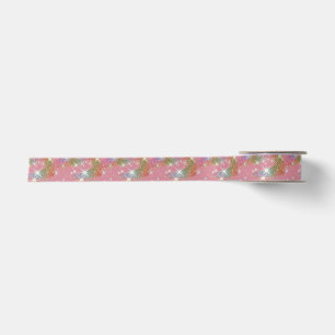 Rosa Regenbogen-Attrappe-Glitter-Funkel-Muster Satinband