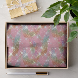 Rosa Regenbogen-Attrappe-Glitter-Funkel-Muster Seidenpapier