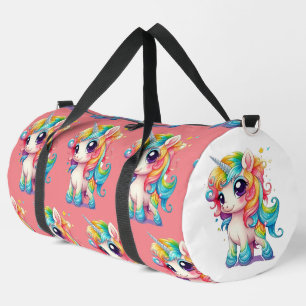 Rosa Regenbogen Girly Unicorn Groß Duffle Bag