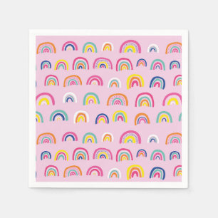 Rosa Regenbogen Muster Geburtstag Serviette