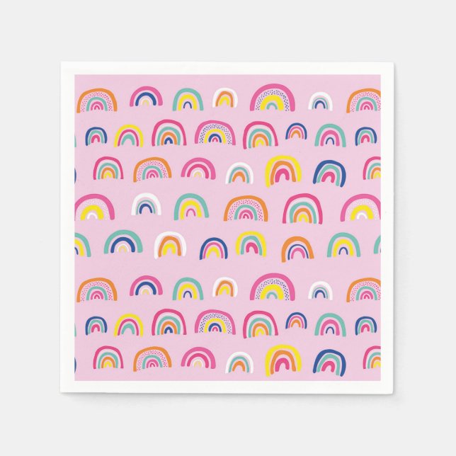 Rosa Regenbogen Muster Geburtstag Serviette (Vorderseite)