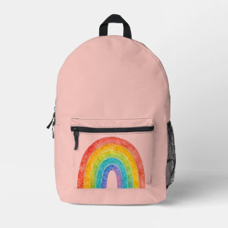 Rosa Regenbogen-Rucksack. Bedruckter Rucksack
