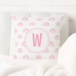 Rosa Regenbogen und Blume Monogramm Kinderzimmer Kissen