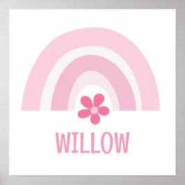 Rosa Regenbogen und Blume Personalisiertes Kinderz Poster