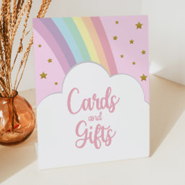 Rosa Regenbogen und Sterne Karten und Party Sockelschild