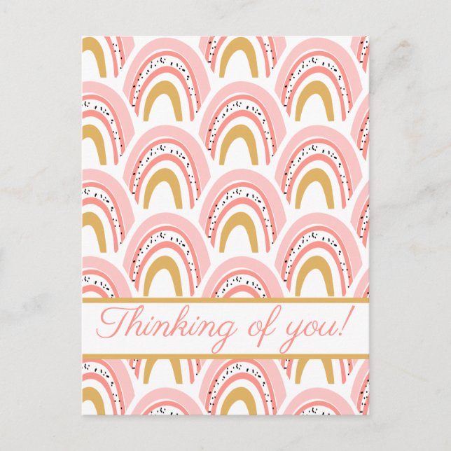 Rosa Regenbogengedanken Postkarte (Vorderseite)