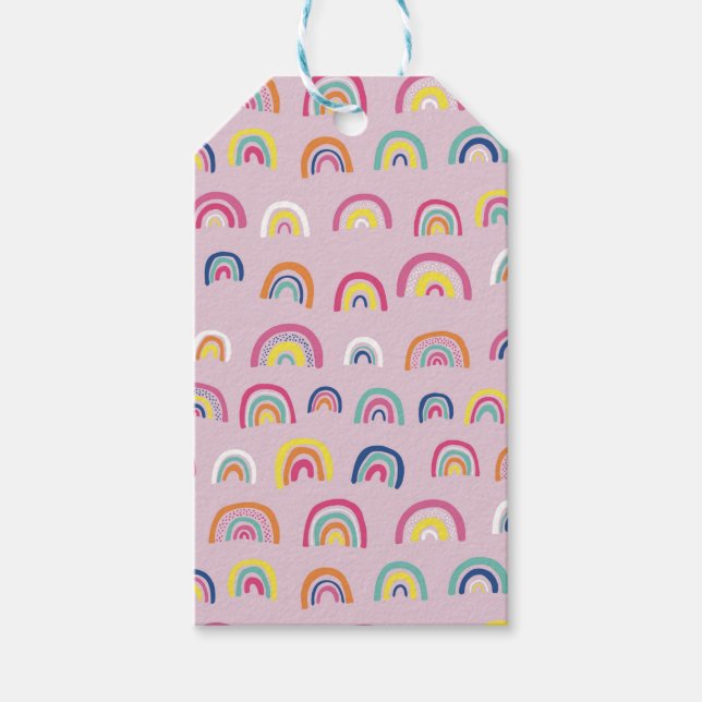 Rosa Regenbogenmuster Geschenkanhänger (Vorderseite)