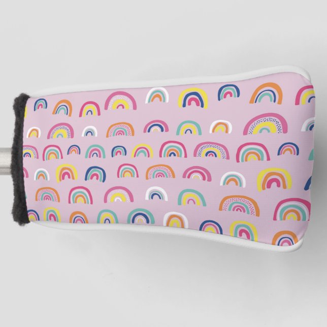 Rosa Regenbogenmuster Golf Headcover (Vorderseite)