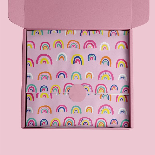 Rosa Regenbogenmuster Seidenpapier (Rainbow pattern pink tissue paper)