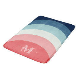 Rosa Regenbogenstreifen Monogramm Name Badematte