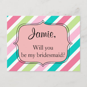 Rosa Regenbogenstreifen Postkarte