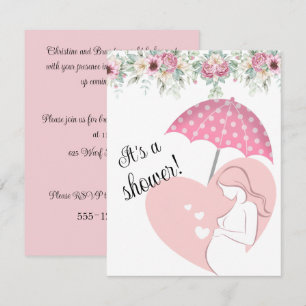 Rosa Regenschirm Baby Shower Digitale Download-Ein Einladung