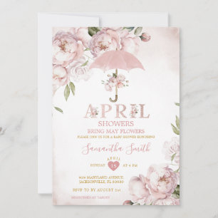 Rosa Regenschirm im April Duschen bringen Mai Blum Einladung