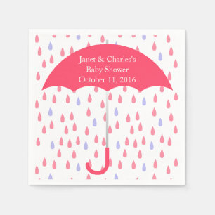 Rosa Regenschirm und Regendusche Papier Napkins Serviette