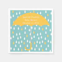 Rosa Regenschirm und Regendusche Papier Napkins