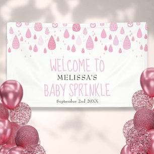 Rosa Regentropfen Baby Mädchen Sprinkle Shower Wil Banner