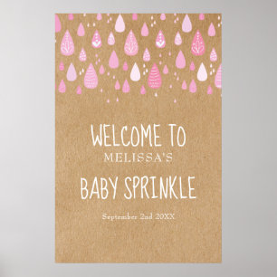 Rosa Regentropfen Baby Mädchen Sprinkle Willkommen Poster