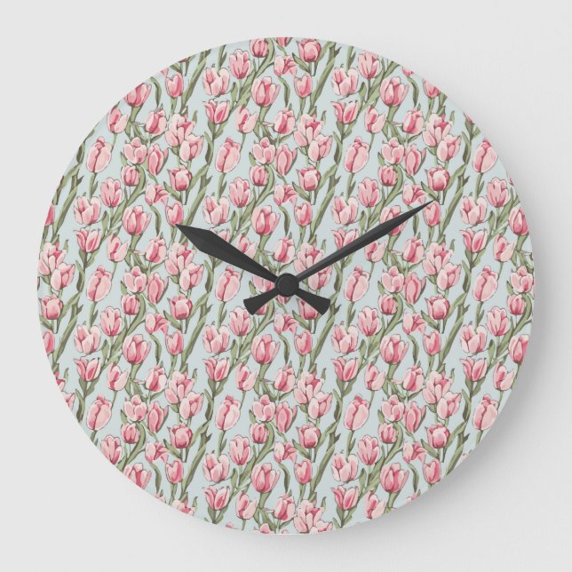 Rosa Reihe Serenität Große Wanduhr (Vorderseite)